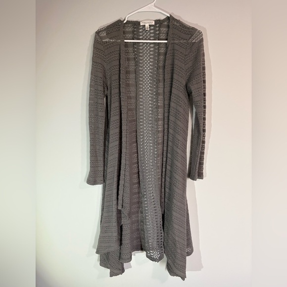 Aeropostale Womens Large Open Knit Duster Cardigan Gray Boho Fairy Grunge - Picture 9 of 10